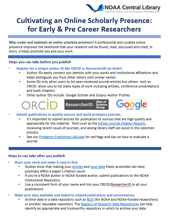 Guide for early and pre-career researchers on how to create and maintain an online presence.