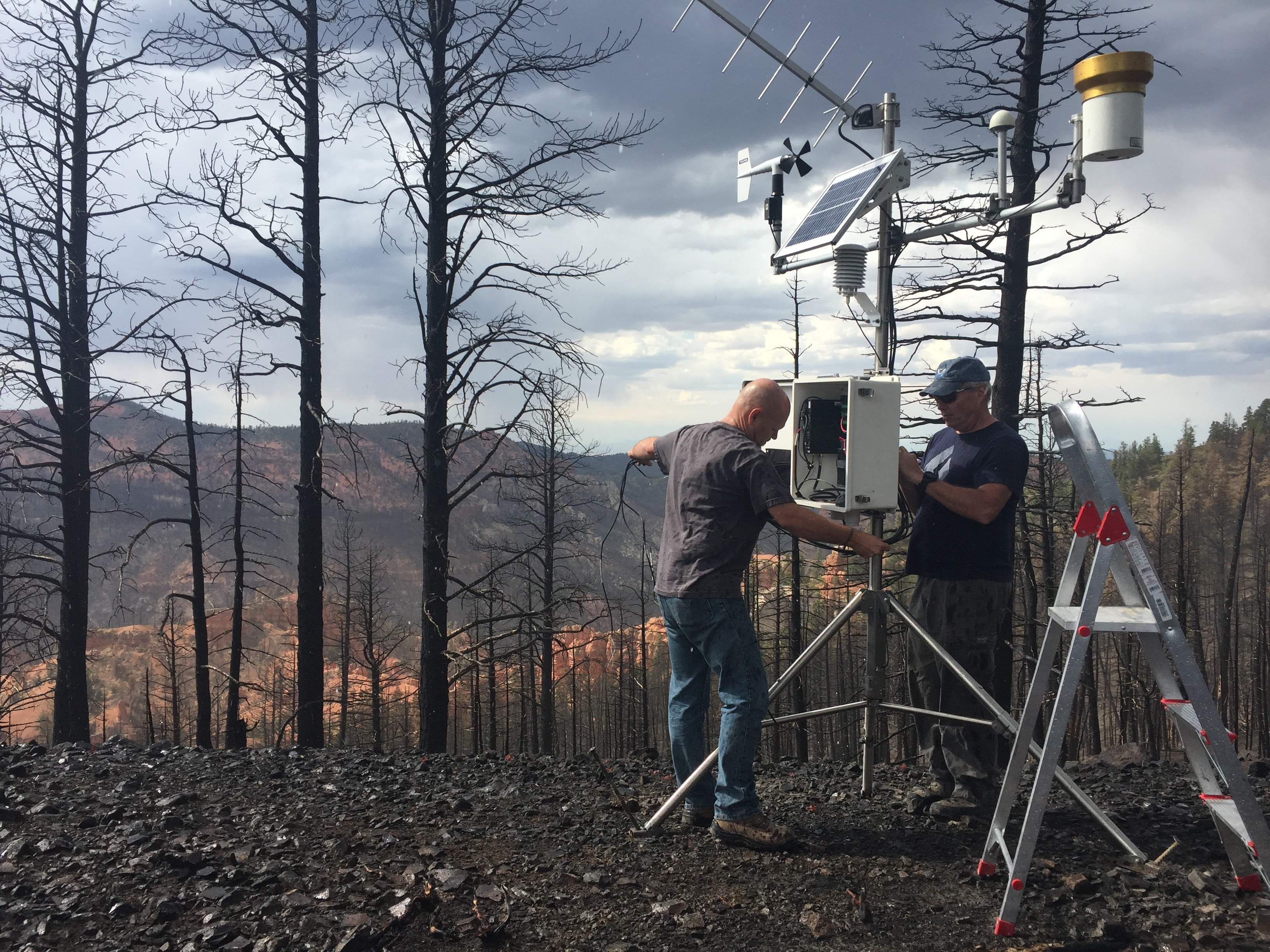 Weather station setup at burnscar site