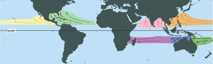 Global tropical cyclone formation basins - Click for more info.