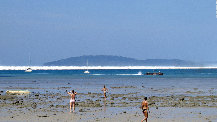 The tsunami arrived trough first in Phuket,