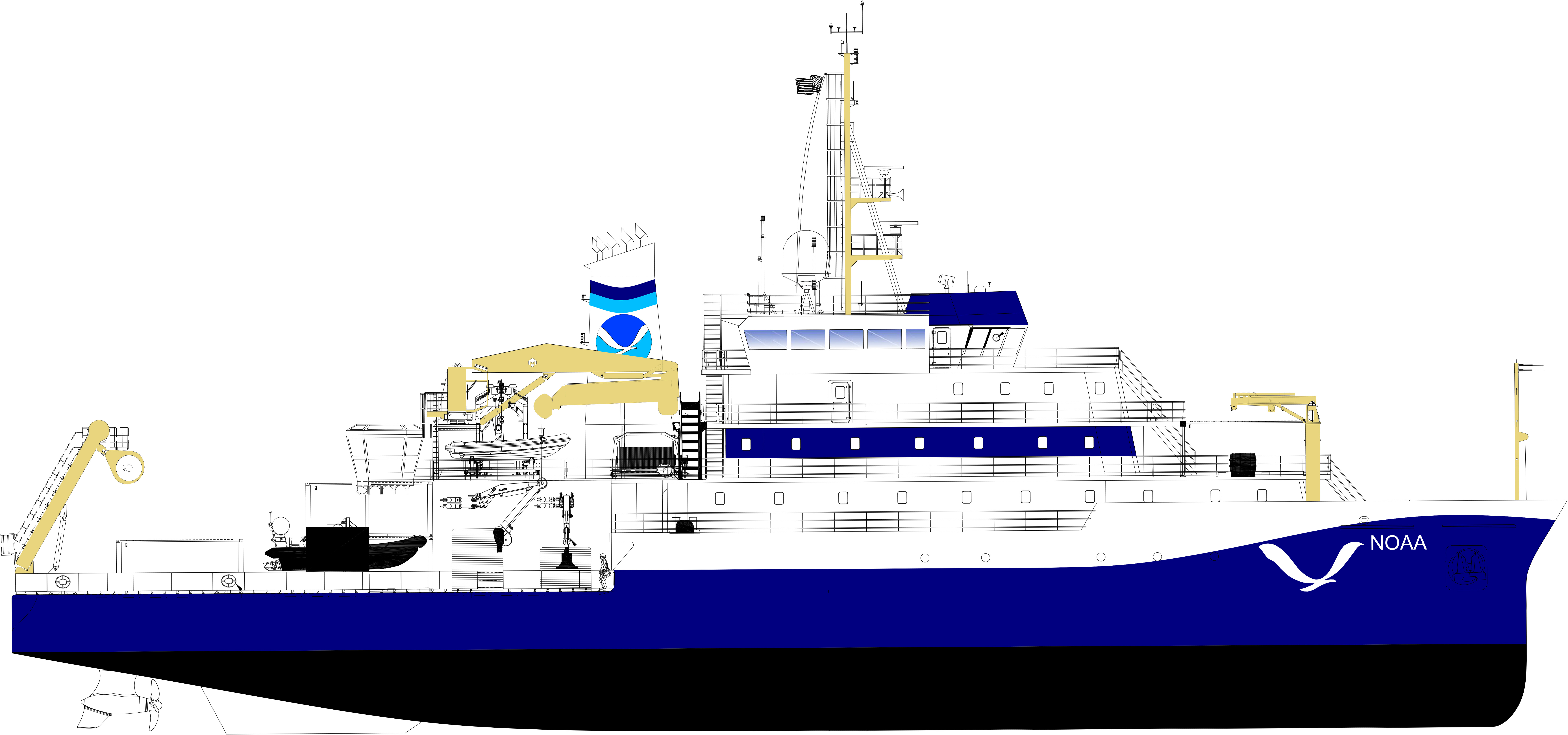 Illustration depicting the oceanographic research vessel Discoverer.