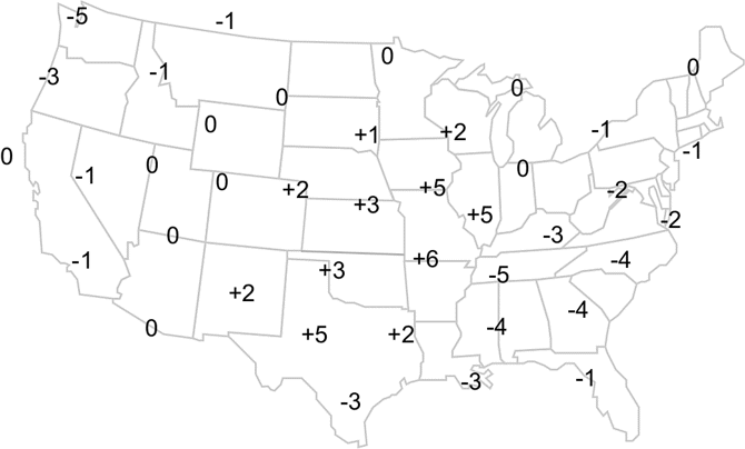 Air pressure change map.
