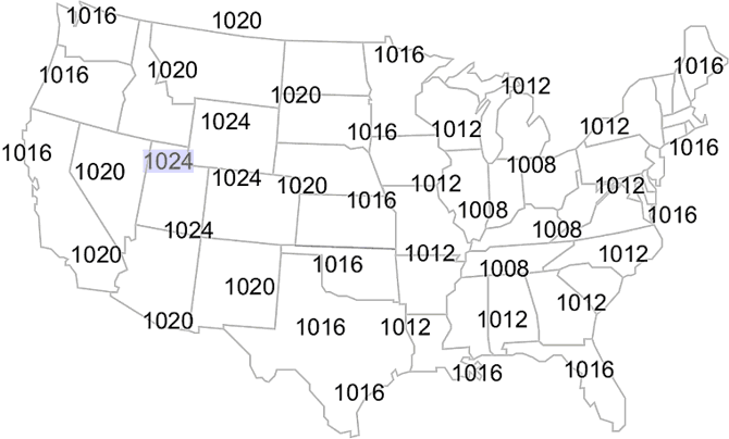 Surface air pressure map.