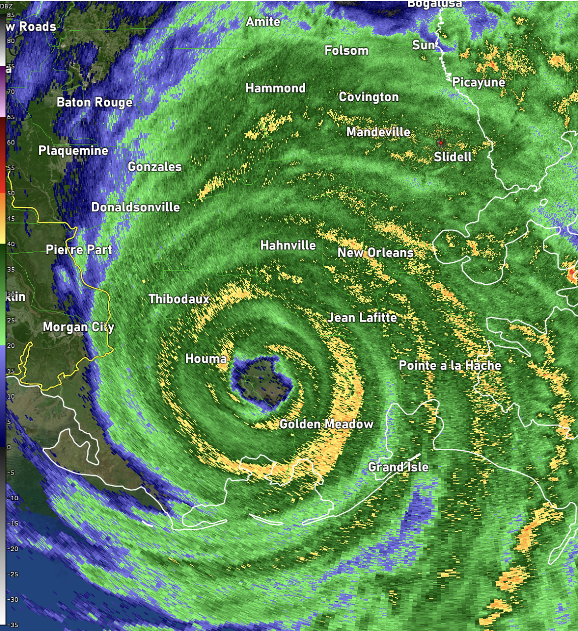 Hurricane Ida after making landfall in southeast Louisiana on August 29, 2021. 