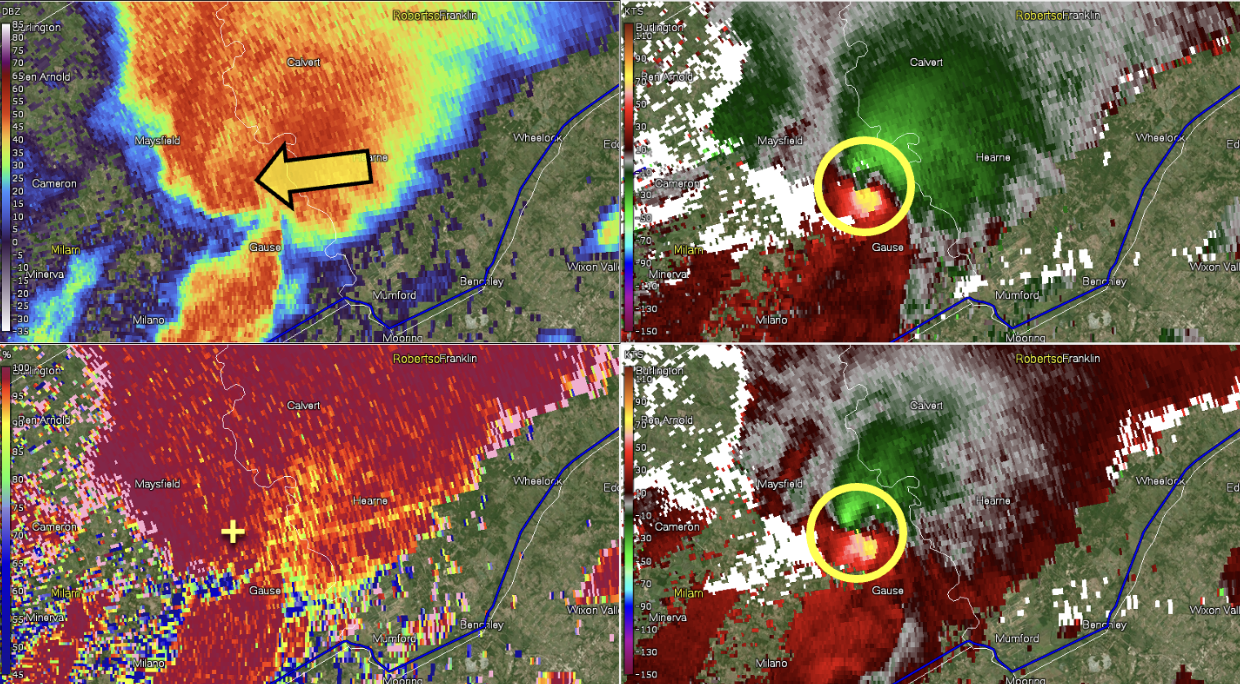 Base Reflectivity of a supercell thunderstorm