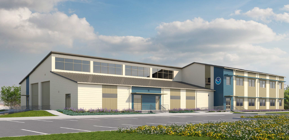 An illustration of the new NOAA marine operations center building planned for Naval Station Newport in Rhode Island.