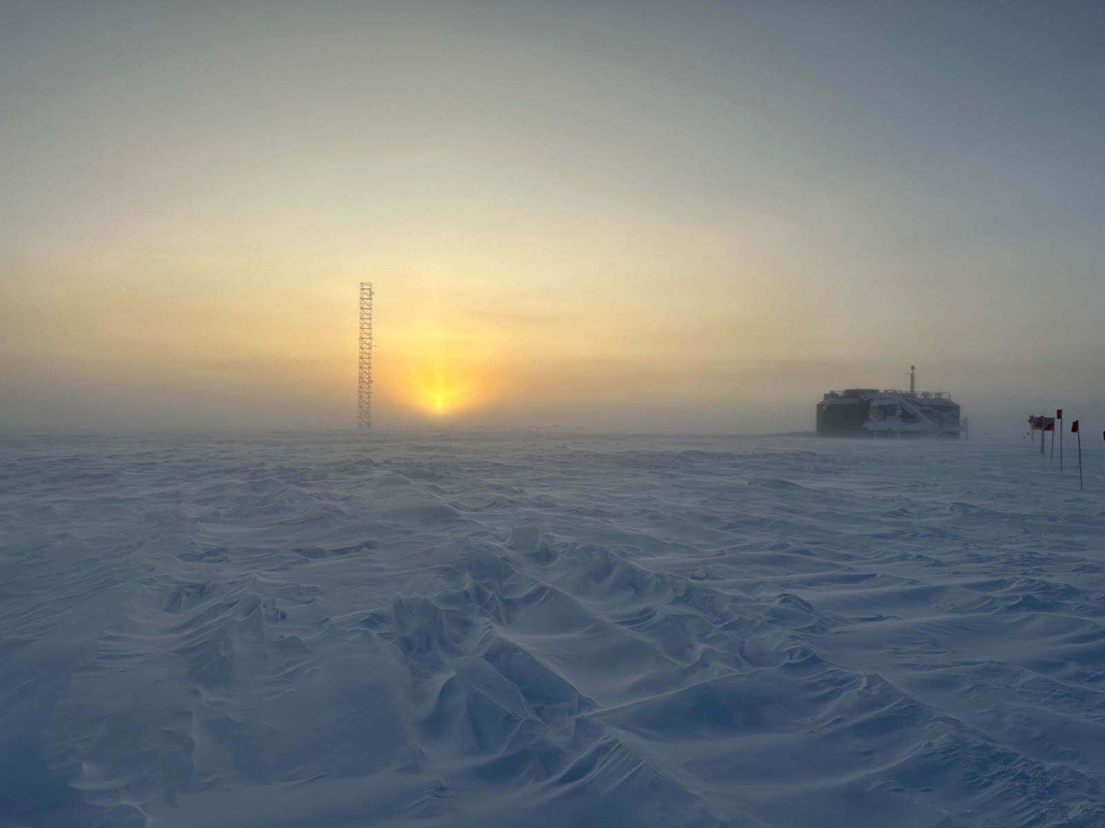 The edge of dawn and first glimpse of the sun behind the Atmospheric Research Observatory on September 25, 2024, at 4:00pm.