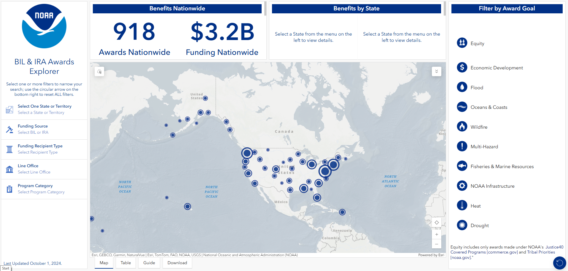 Interactive map of NOAA BIL & IRA Investments