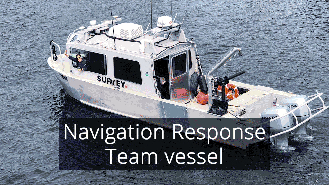 Animation showing multibeam sonar images that measur seafloor depth by emitting "pings" or pulses of sound.