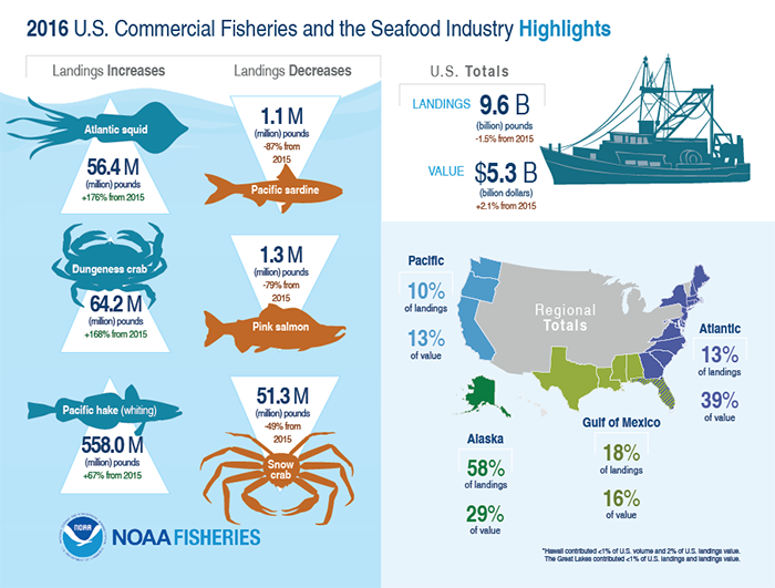 2016 U.S. commercial fisheries and the seafood industry highlights.