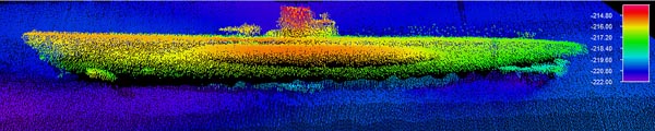 Sonar image of the German submarine U-576. 