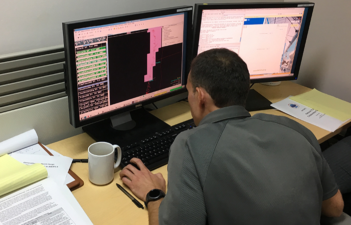 For the first time ever, a prototype storm surge warning was issued for a portion of the U.S. Gulf Coast. Storm surge specialist Jamie Rhome puts the finishing touches on the graphic.