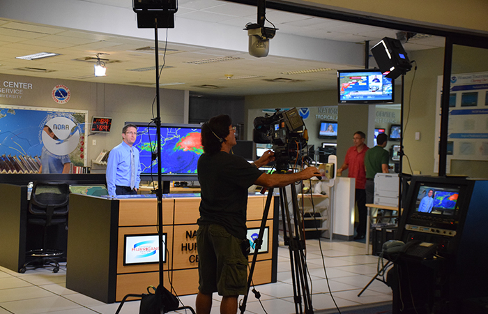NHC opened a television media pool during a U.S. hurricane threat. NHC Director Rick Knabb spoke to The Weather Channel regarding Hermine’s impacts. September 4, 2016.
