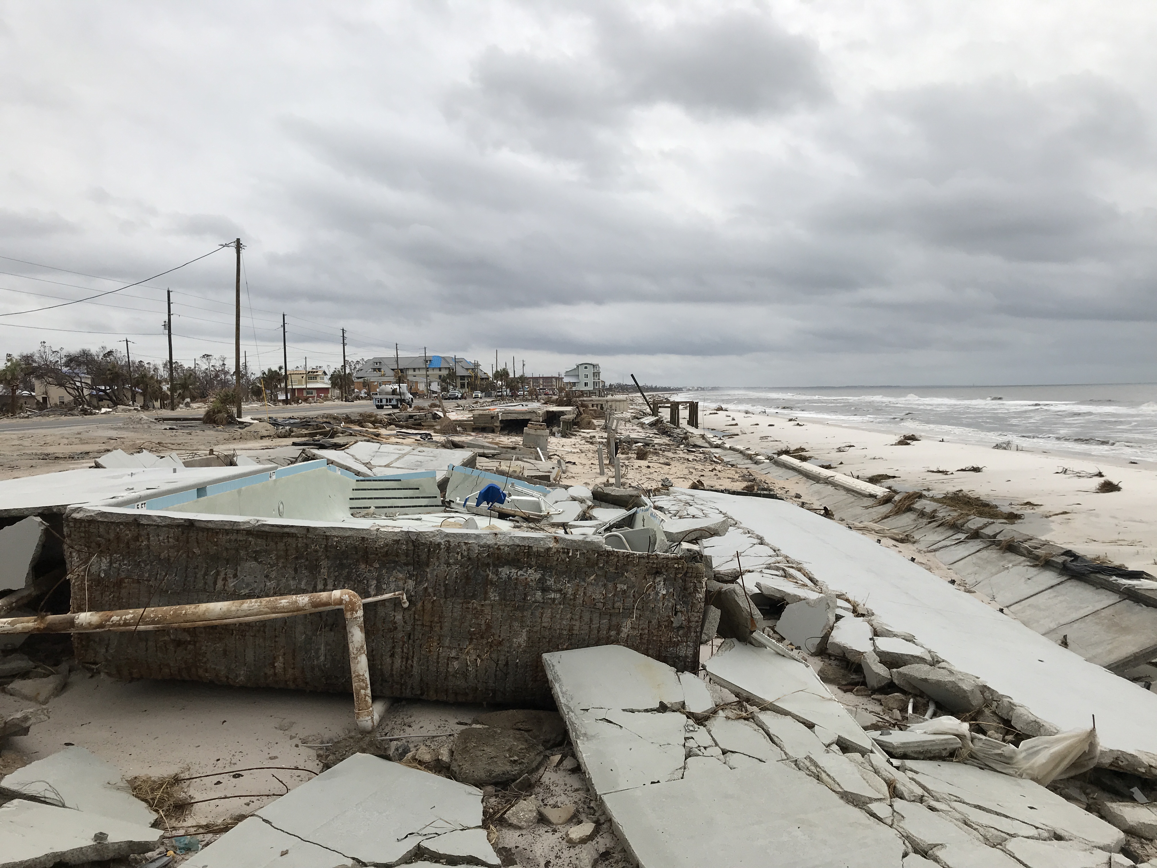 Hurricane Michael’s storm surge was so strong, it pulled apart this in-ground swimming pool along Mexico Beach, Florida, on Nov. 2, 2018.