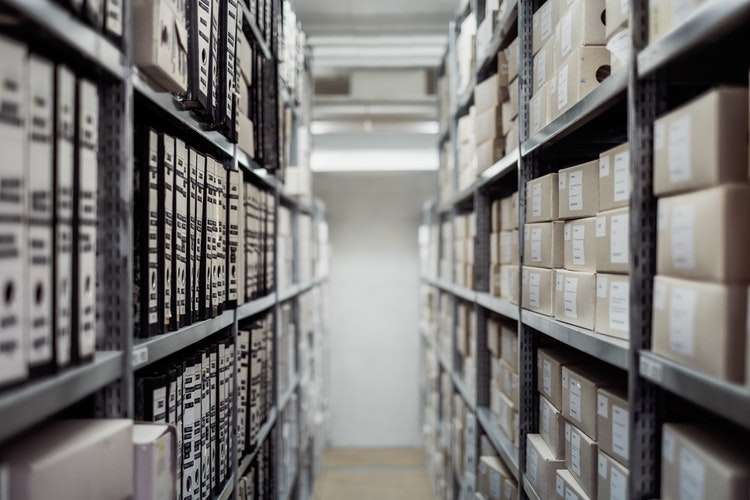 stock image of generic stock room shelves