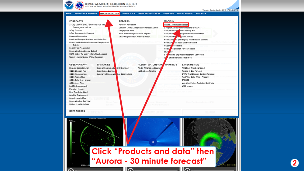 Step 2, continued: Under "Models," select "Aurora - 30 minute forecast."