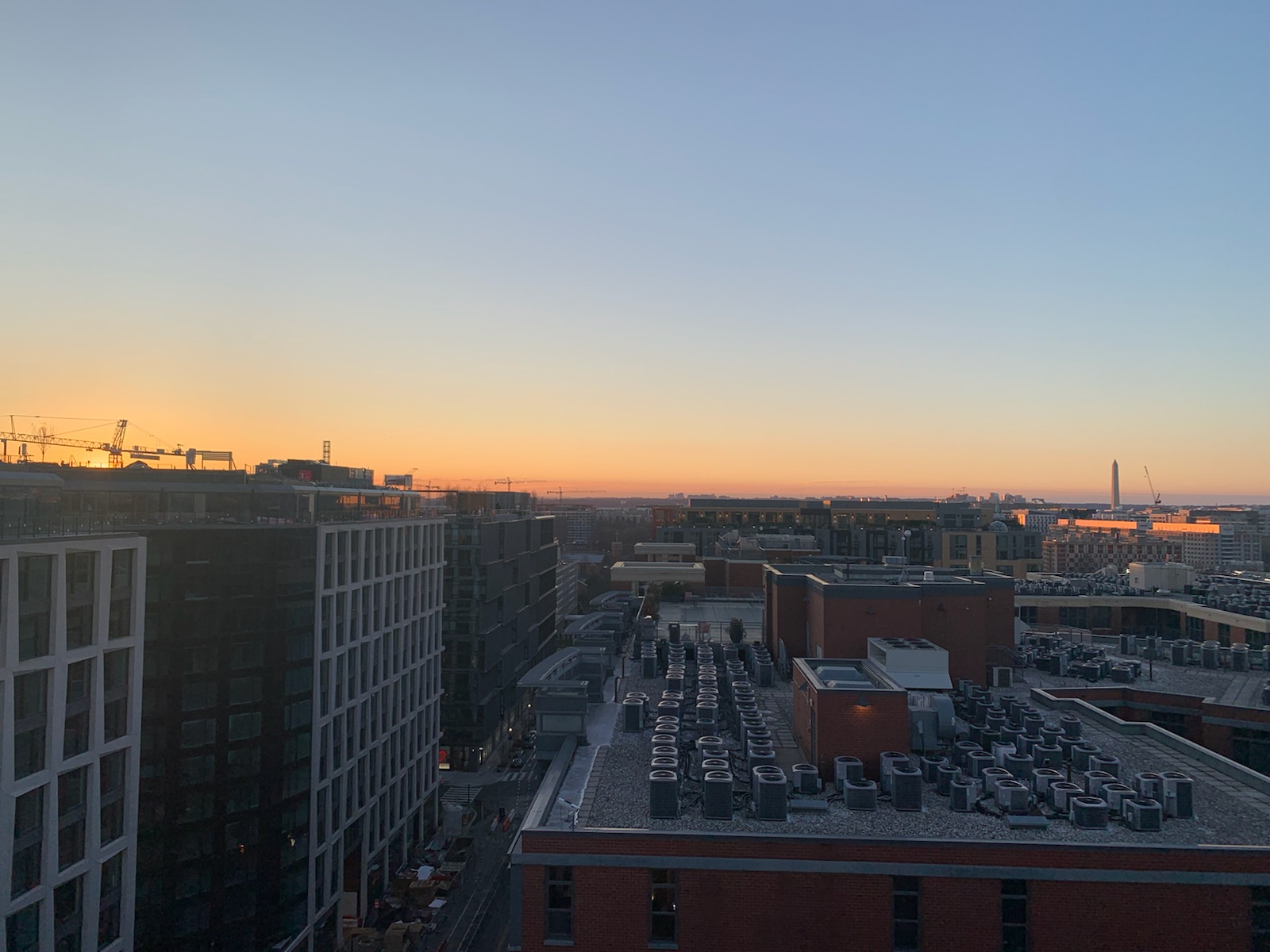 A photo of the location of the sun a few days before the winter solstice at 4:45pm in Washington, D.C.