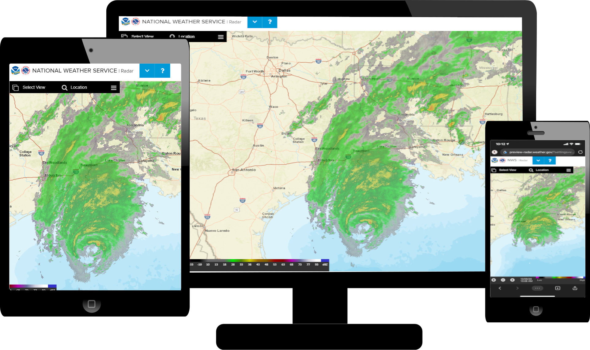 NOAA's new Radar Viewer webpage can be saved on your mobile device home screen just like an app, so you can use this powerful weather monitoring tool on the go. 
