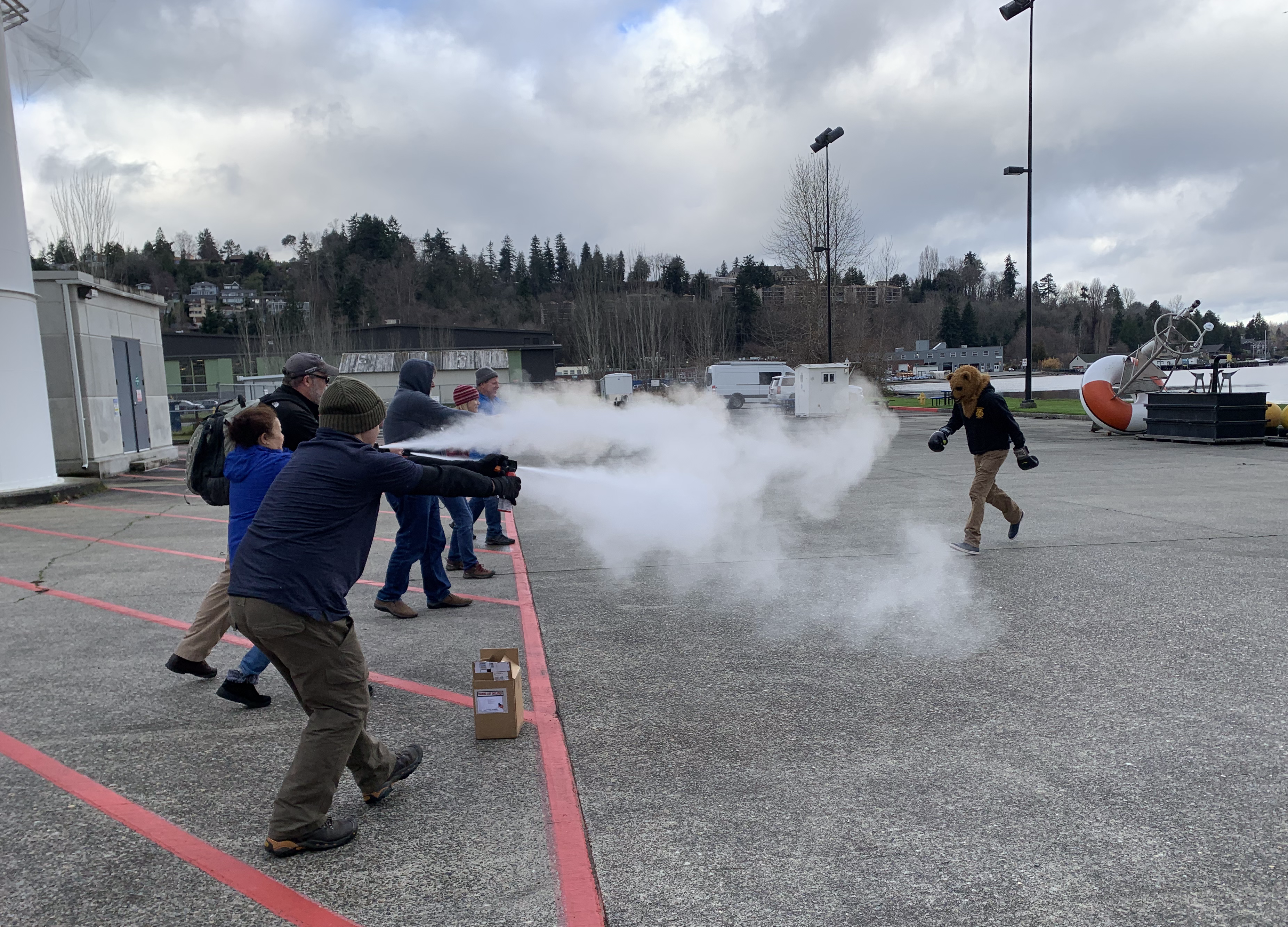 If the trainees are ever attacked by a bear, or even a colleague in a bear suit, they’ll be ready. They learned predator defense skills and deterrent techniques, how to position yourself if a large predator attaches and how to use bear spray.
 
