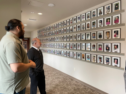 Tribal Chairman Brian Weeden with NOAA Administrator Dr. Rick Spinrad&nbsp;in the Hall of Elders at the Mashpee Wampanoag Tribe Community & Government Center.