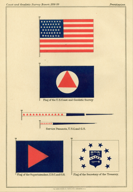 Excerpt from the 1898-1899 U.S. Coast & Geodetic Survey service report, showing the flags in use aboard ships at that time.