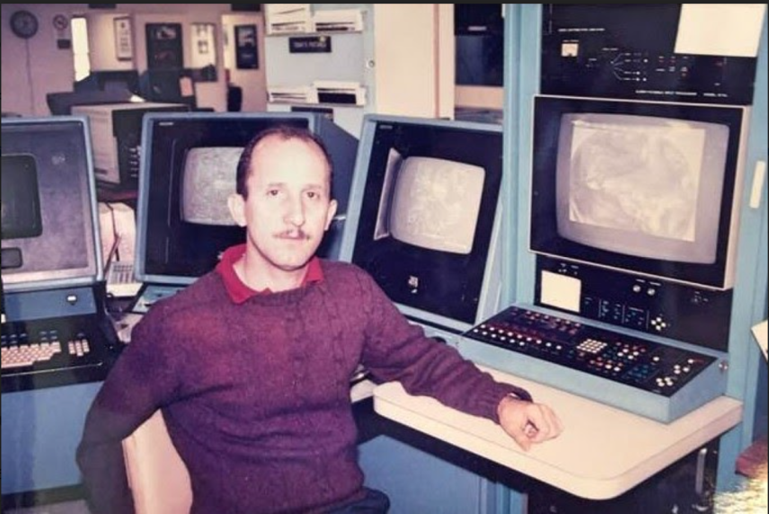 Lixion Avila seated at AFOS stations in 1988.