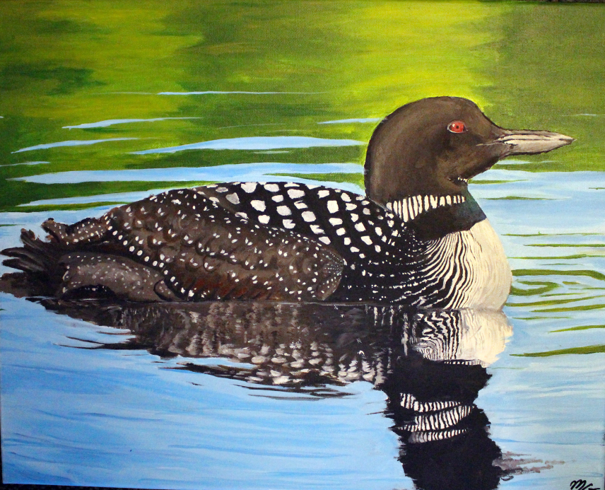 "Common Loon" by Michela G., Grade 8. Marine Art Contest 2018.