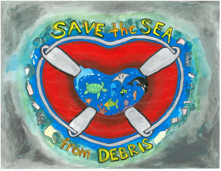 James S., Grade 7. NOAA Marine Debris Program Art Contest 2017.