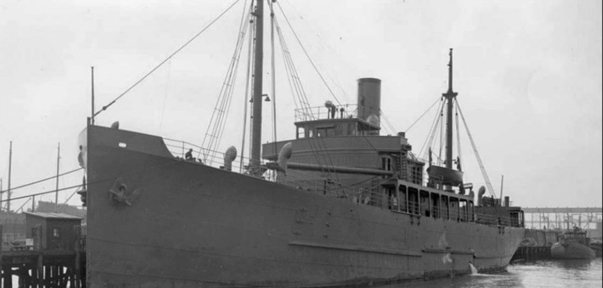 The USS Muskeget, formerly the USS YAG-9, at the Brooklyn Navy Yard in March 1942, six months before it was sunk by a German submarine in the North Atlantic during World War II.