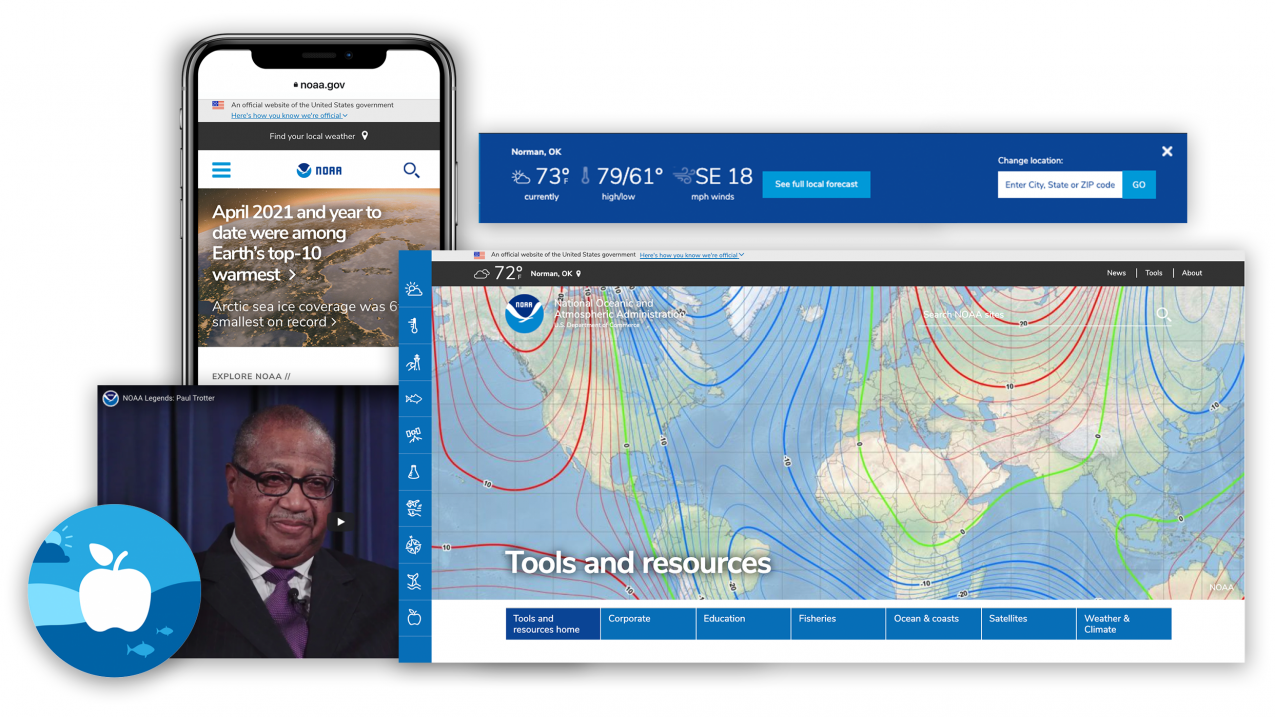 collage of NOAA.gov new sit features