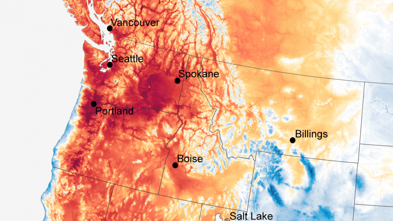 Daytime high temperatures across the U.S. on June 28, 2021. Map by NOAA Climate.gov, based on RTMA/URMA data.