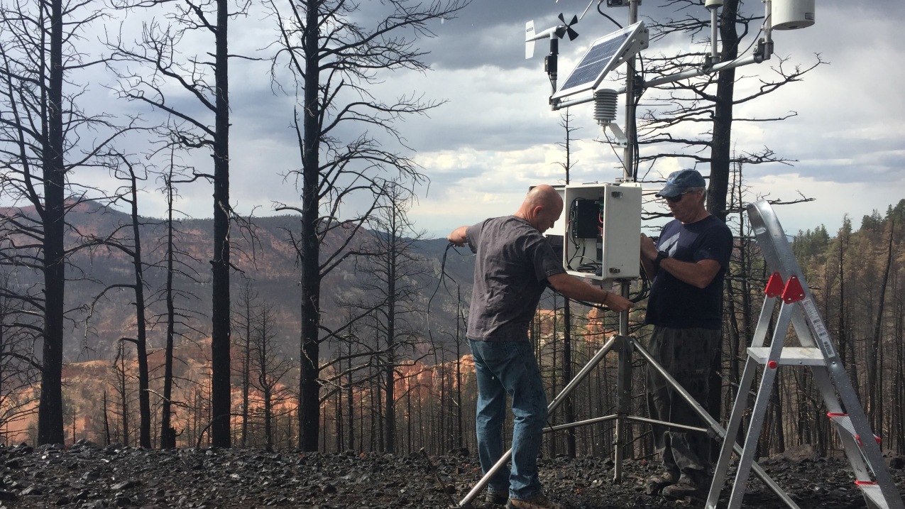Weather station setup at burnscar site