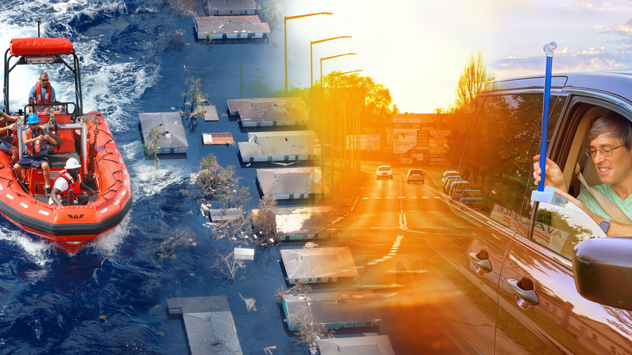 This collage illustrates climate impacts and NOAA Climate Program Office-funded solutions in action.