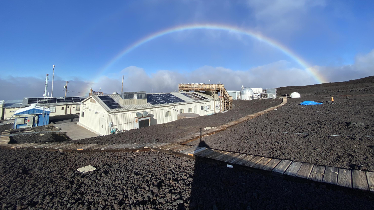 Rainbow over Mauna Loa Observatory on the Big Island of Hawaii.