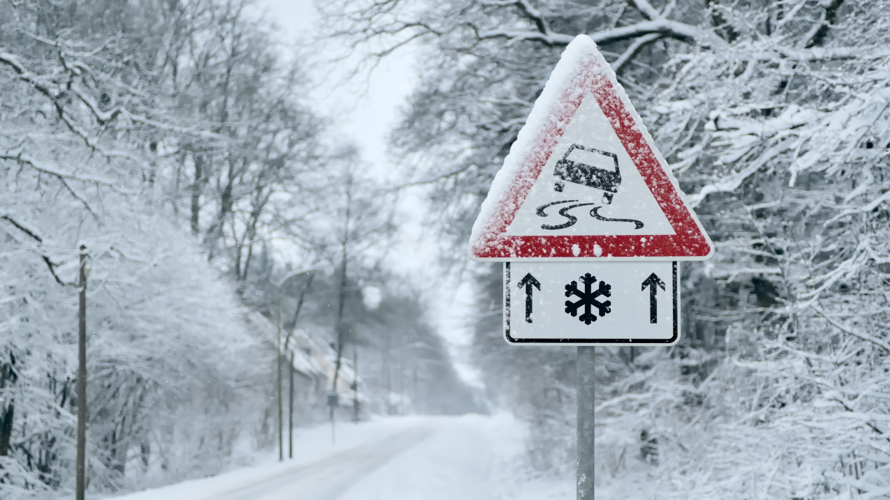 Dangerous, snowy road conditions.