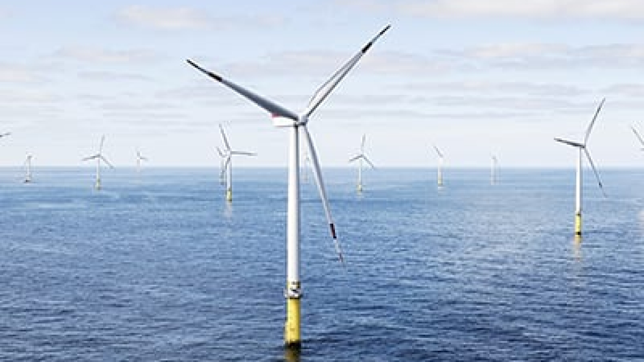 Wind turbines in ocean