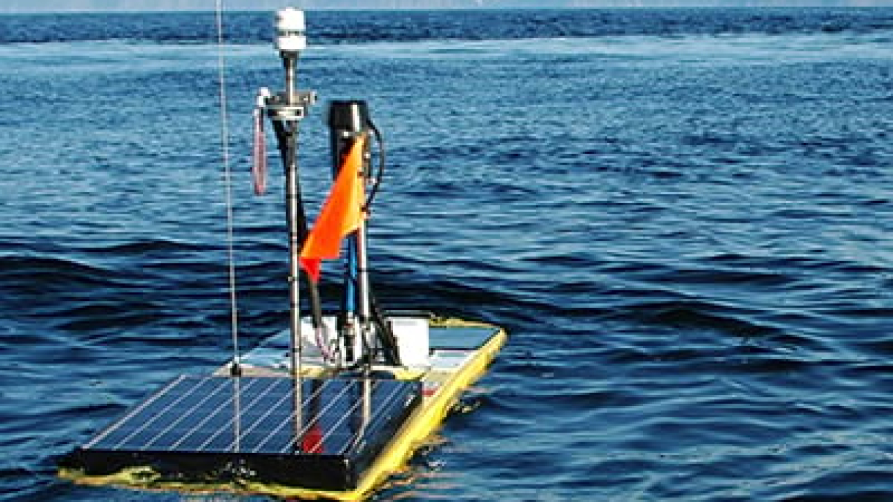 Wave glider floating in ocean