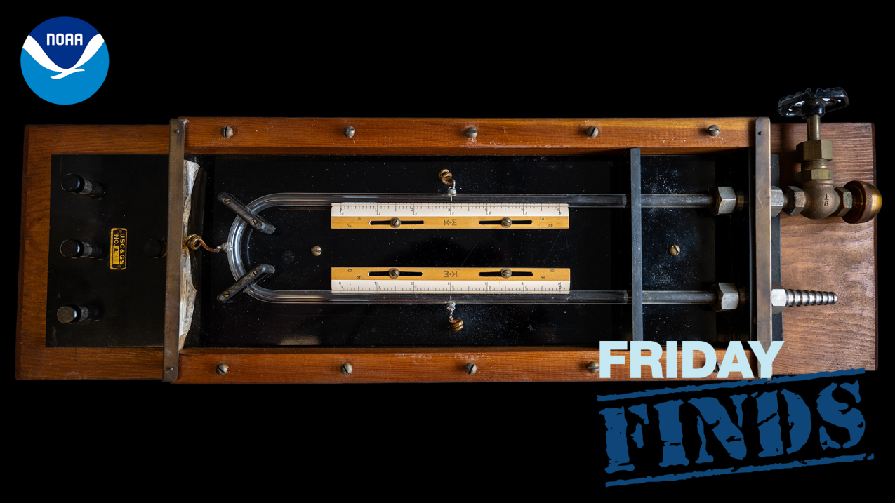 Photo of the u-tube tsunameter used on USC&GS Ship Pathfinder until 1970 to warn of impending tsunamis.