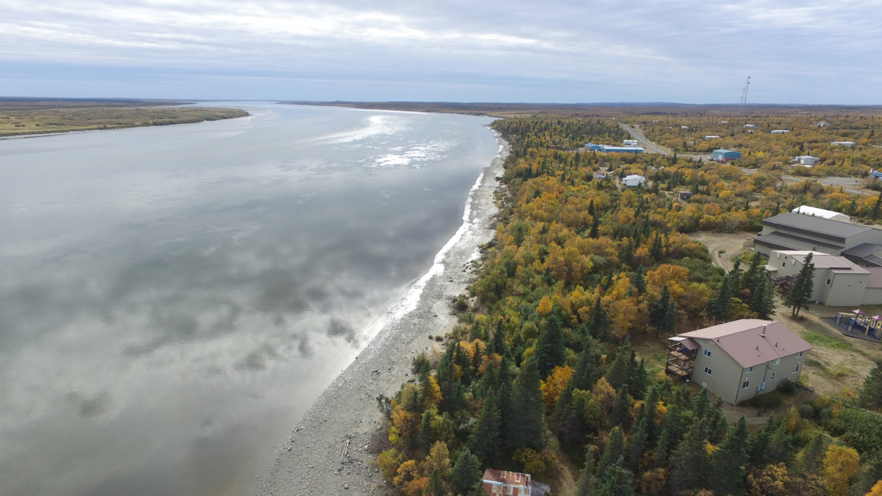 Photo of Levelock, Alaska. NOAA funding is supporting the native village of Levelock, Alaska, in assessing how future climate scenarios could affect their community. Credit: Rich Buzard/Alaska Division of Geological and Geophysical Surveys