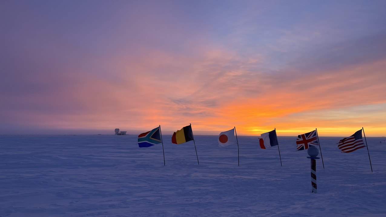 The rising sun marks the arrival of spring at the Amundsen-Scott South Pole Station, September 18, 2023.