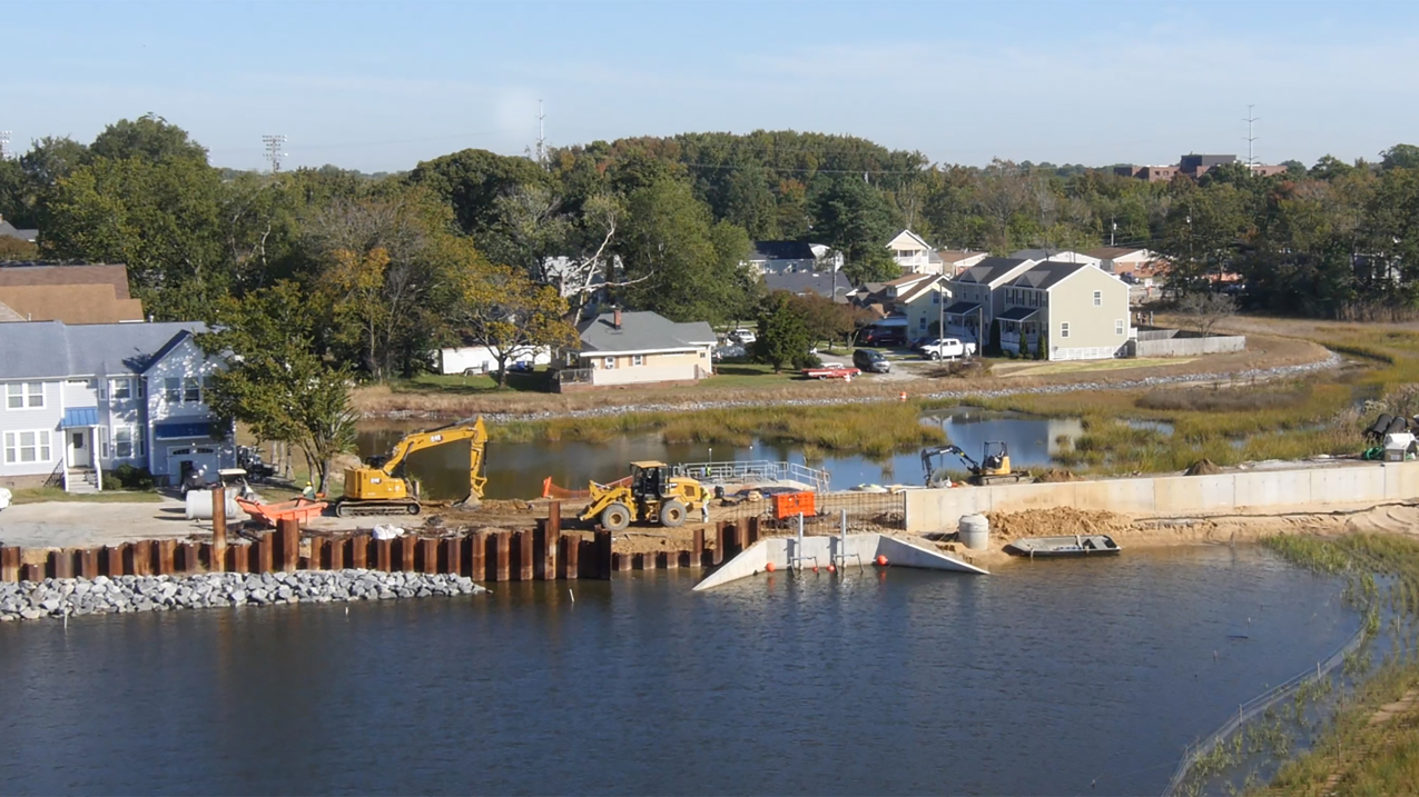 Photo of the Ohio Creek watershed project, which is addressing the high tide flooding, storm flooding and shoreline erosion in neighborhoods that are predominantly Black and include a public housing development as well as many homes on the National Historic Register. 