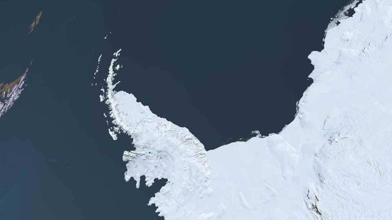 Satellite image of the tip of Antarctica.