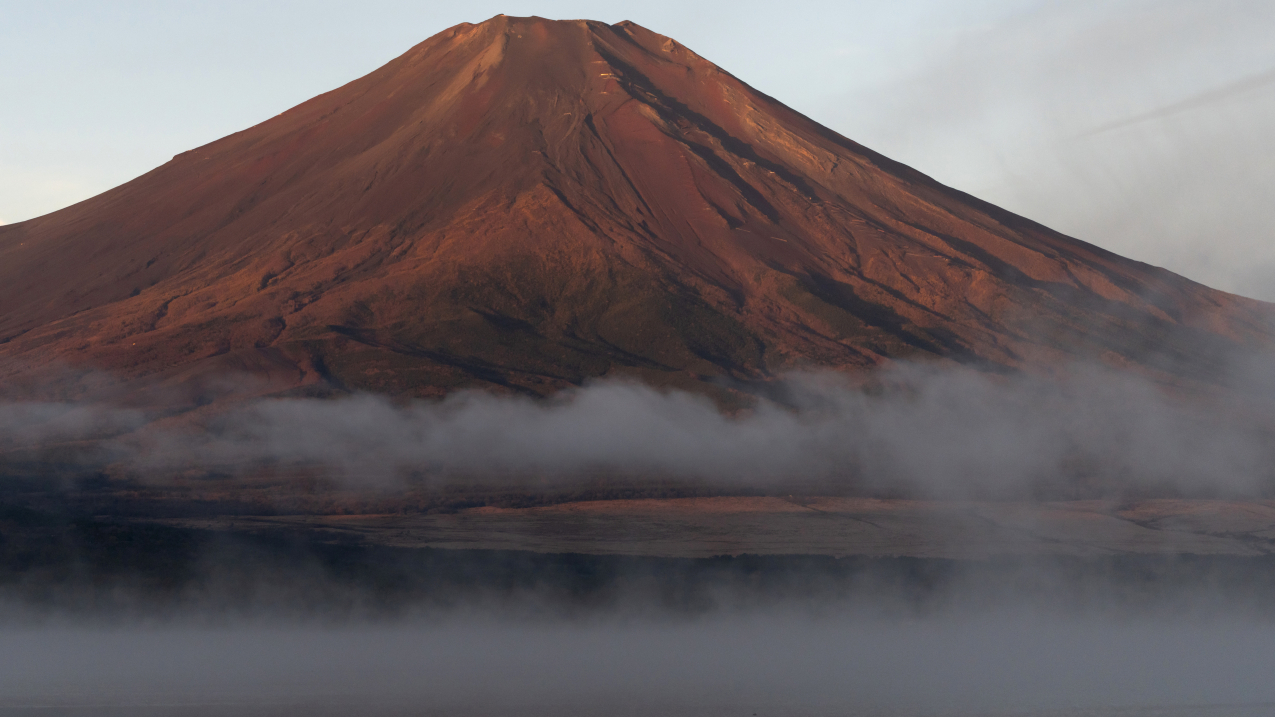 OCTOBER 31, 2024: A view of Mount Fuji in Yamanakako Village, Japan. Japan's iconic Mount Fuji has yet to receive any snowfall this year, marking the latest date without snow since the Japan Meteorological Agency’s records began 130 years ago. October 2024 was Earth’s second-warmest October in NOAA’s 175-year record.