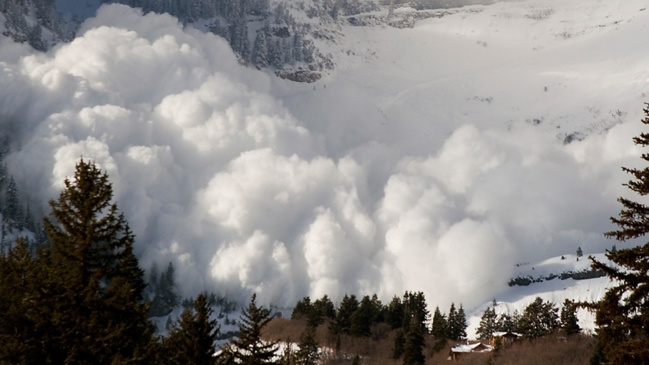 An avalanche occurs at an elevation of 10,500 feet at Elk Point, Utah, in the Wasatch Mountain range.