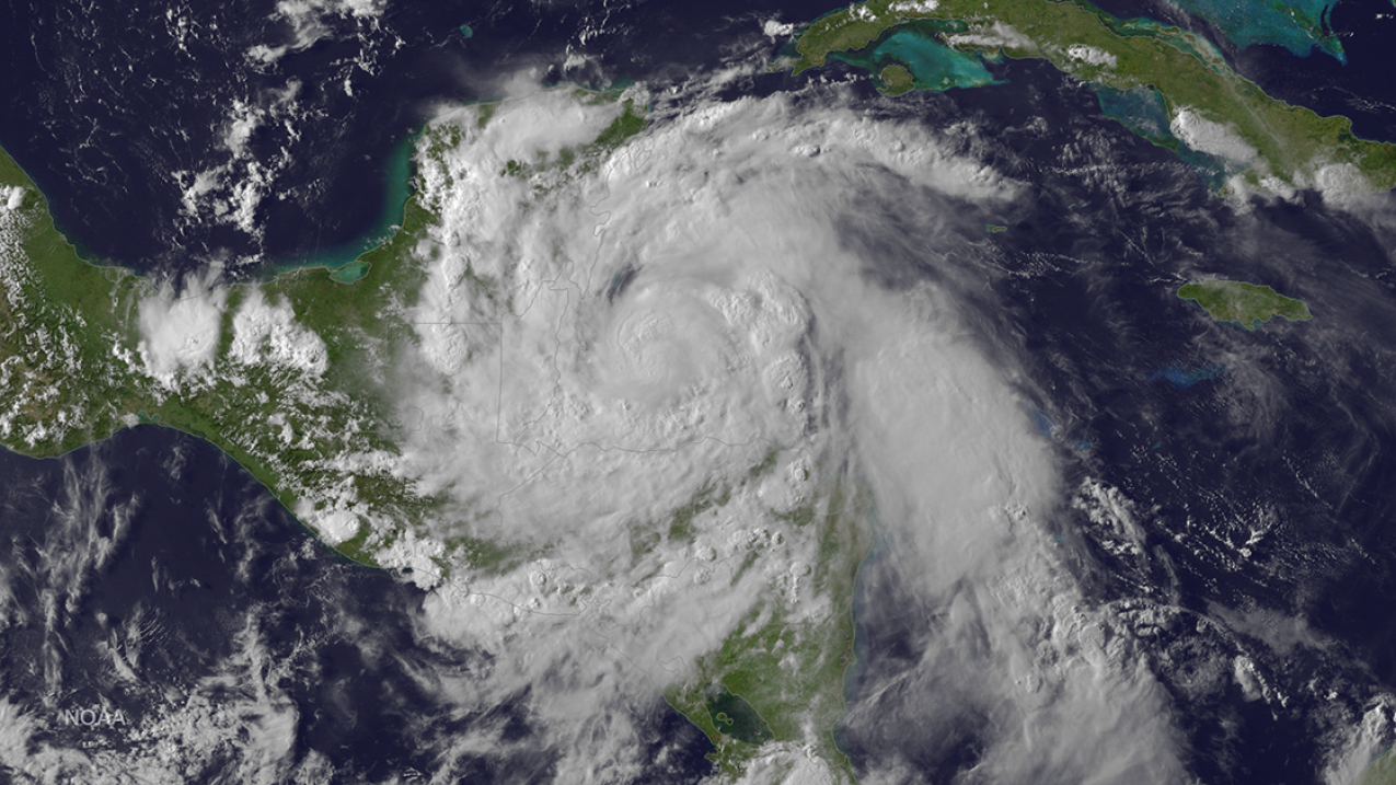 Hurricane Earl one day before making landfall in Belize taken from NOAA's GOES-East satellite on Aug. 3, 2016.