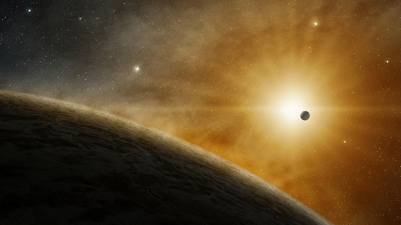 Sun glowing in deep space.