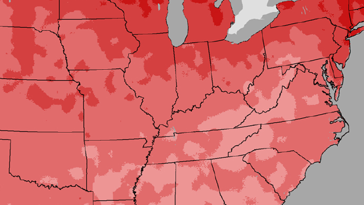 US Winter temperature departure from average, Dec. 2015 to Feb. 2016