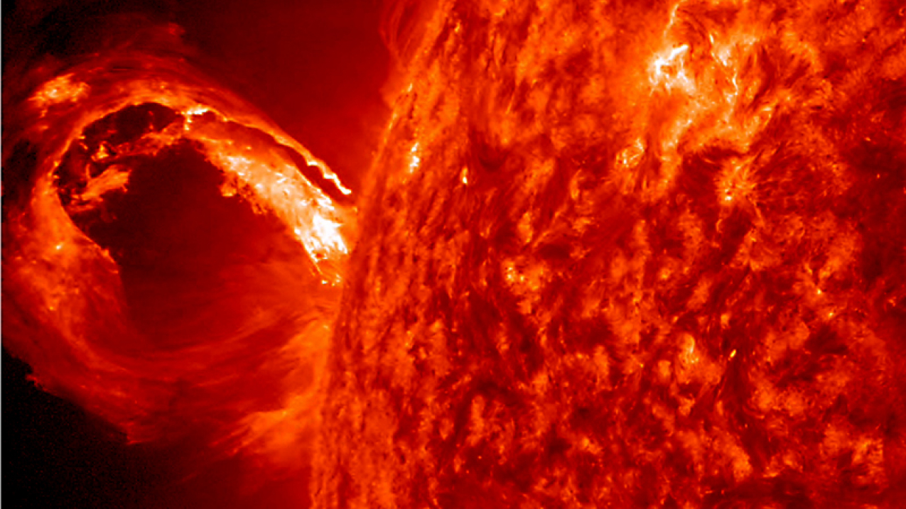 A coronal mass ejection bursting from the edge of the Sun, May 1, 2013.