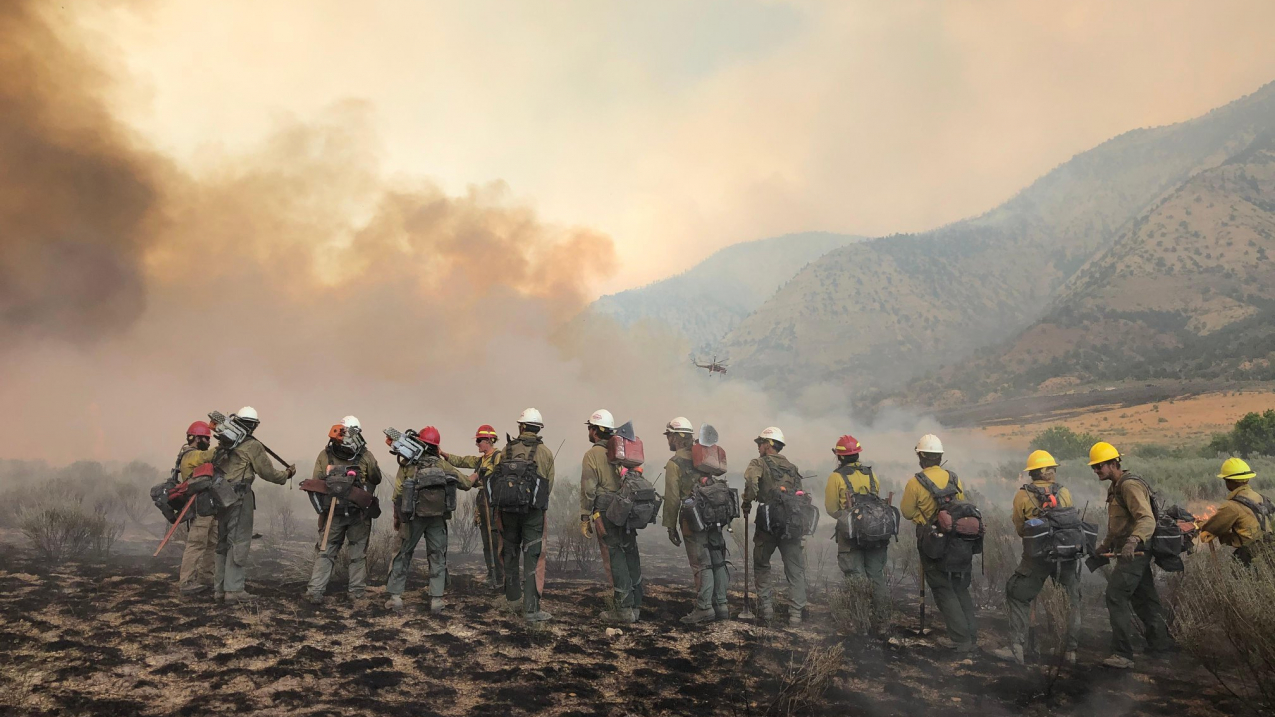 Firefighters on the march: The Pine Gulch Fire, smoke of which shown here, was started by a lightning strike on July 31, 2020, approximately 18 miles north of Grand Junction, Colorado. According to InciWeb, as of August 27, 2020, the Pine Gulch Fire became the largest wildfire in Colorado State history, surpassing the Hayman Fire that burned near Colorado Springs in the summer of 2002. 
