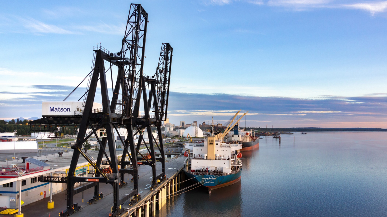 Cargo container operation at the Port of Anchorage, Alaska
